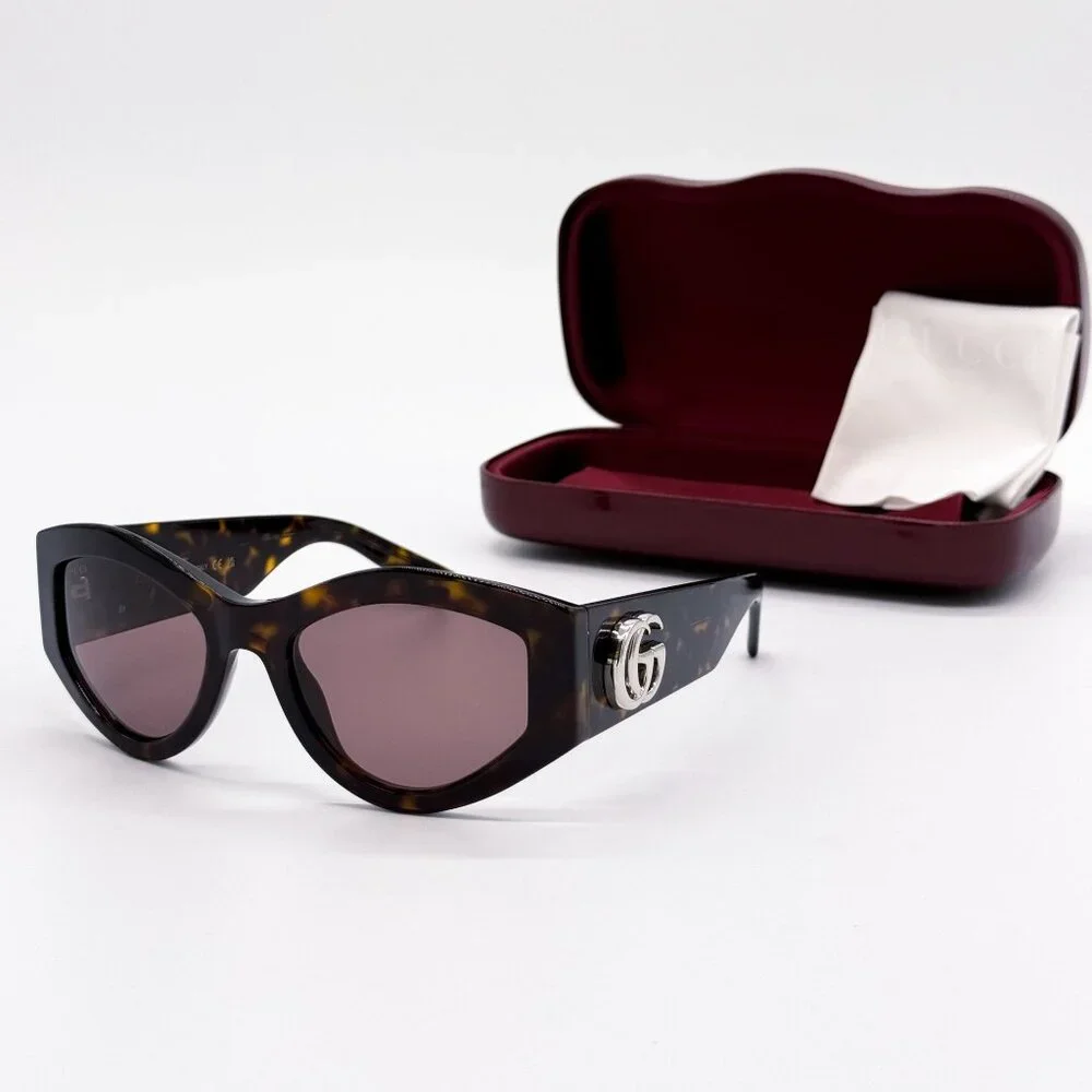 NEW GUCCI SUNGLASSES HAVANA BROWN WOMEN CAT EYE EYEWEAR GUCCI GG1951S 002 - Picture 3 of 11